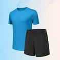 thumbnail image 5 of Stamzod Mens Track Suits 2 Piece Set Summer Solid Color Short Sleeve Shirts and Shorts Casual Activewear Plus Size Athletic Running Short Sets for Men Light Blue B XXL, 5 of 6