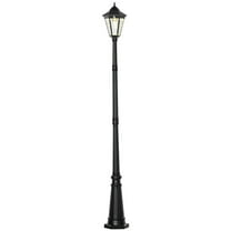 Barara King 92.5" Outdoor Lamp Post Light, Solar-Powered Streetlight, w/ Clear Glass, Black