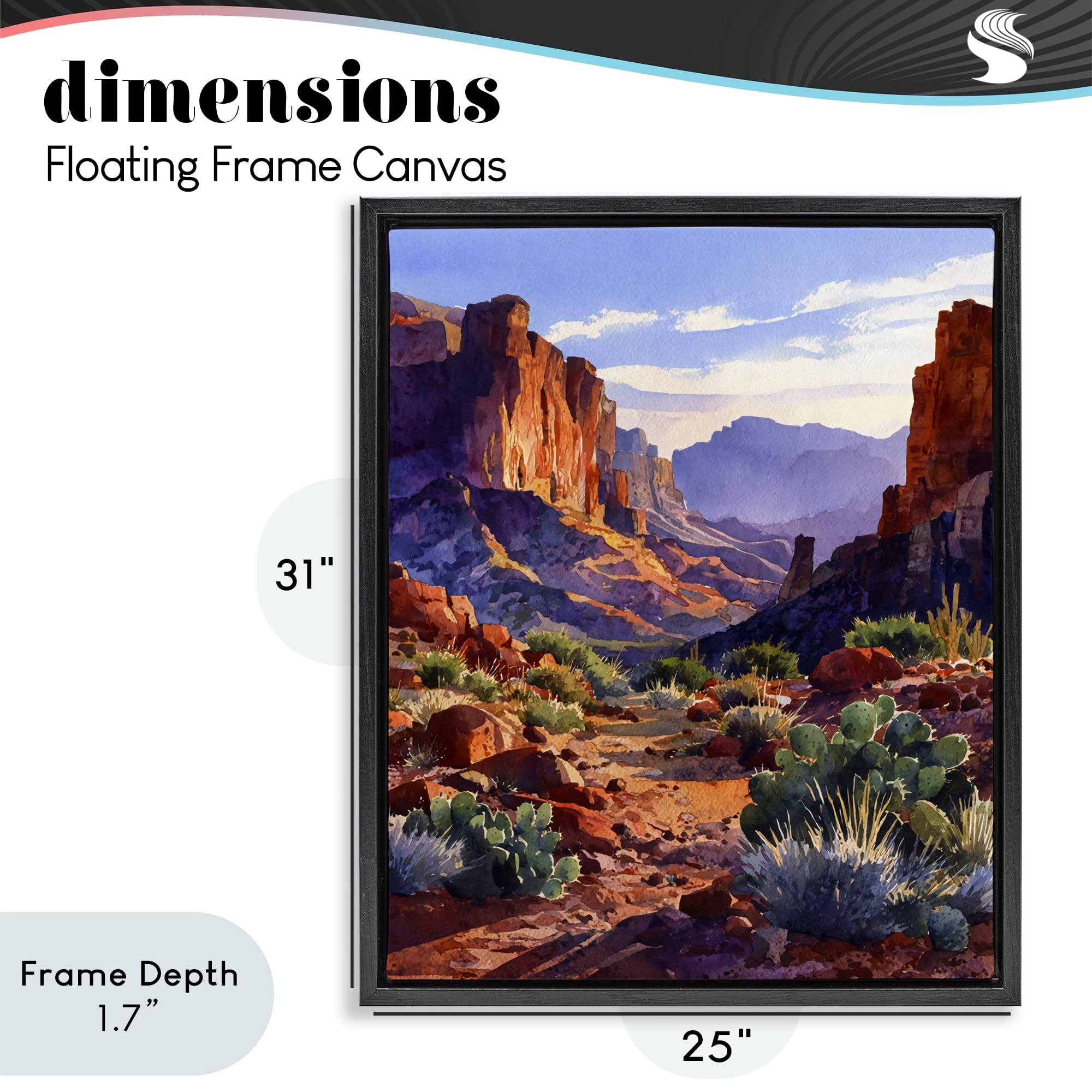 Stupell Industries Western Colors Earthy Desert Black Framed Floater Canvas Wall Art, design by Franklyn Gregory