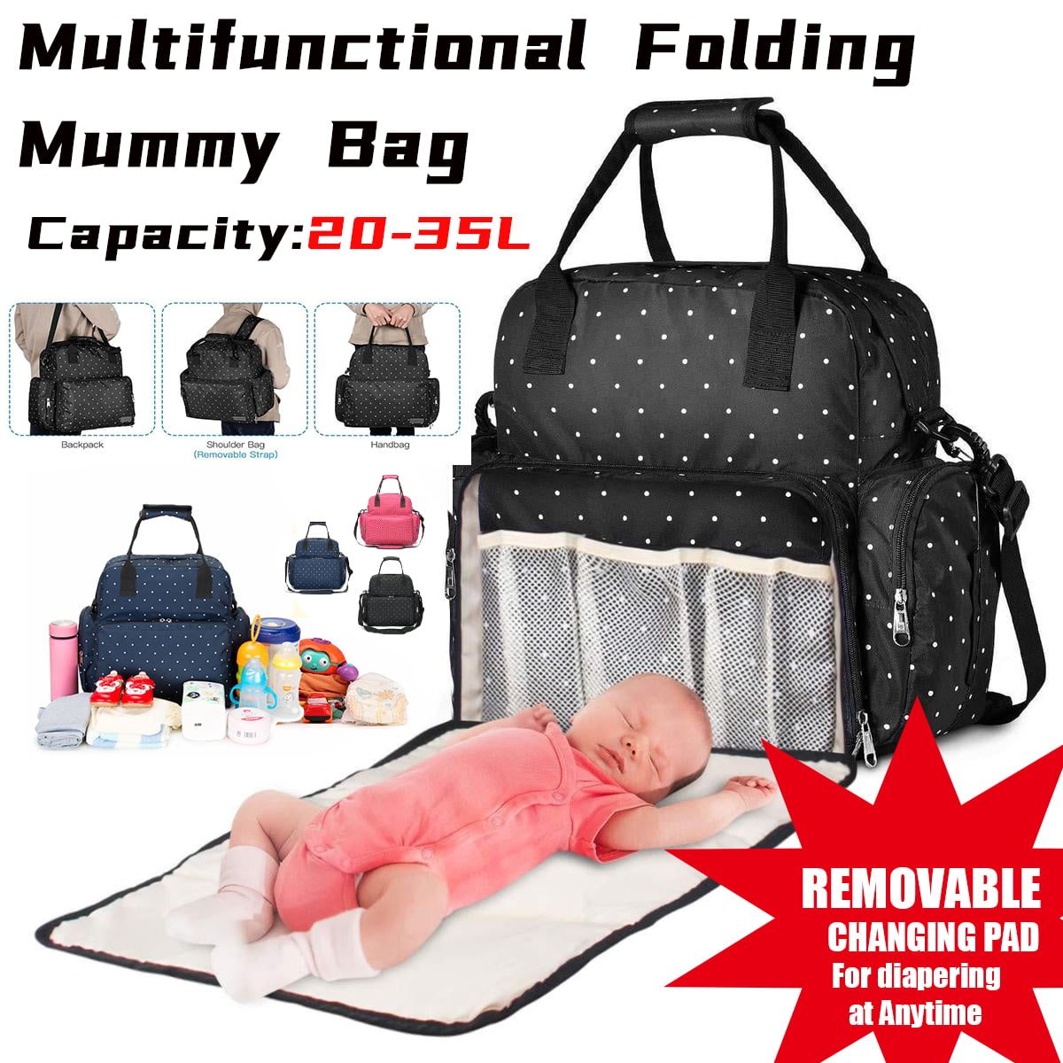 Waterproof Baby Mummy Mum Diaper Nappy Changing Bag Shoulder Outing Backpack 