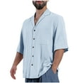 thumbnail image 2 of CHEEREAM Mens Linen Shirts Short Sleeve Button Down Shirts Cotton Summer Beach Cuban Shirts Vacation Hawaiian Shirts, 2 of 5