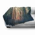 thumbnail image 2 of Mystic Soft Flannel Fleece Throw Blanket, Pale and Vintage Color in Mysterious Autumn Forest Woodland Nature Picture, Cozy Plush for Indoor and Outdoor Use, 50" x 70", Coral Dark Green, by Ambesonne, 2 of 5