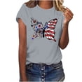 thumbnail image 2 of Vetsdori Womens American Flag T Shirts Short Sleeve Summer Pullover 4th of July Red White and Blue , Red White and Blue Fashion Crew Neck Casual Tops for Women Independence Day, 2 of 4