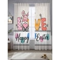 thumbnail image 2 of Spring Easter Sheer Curtains 84 Inch Length 2 Panels Set Window Treatments, Colorful Gnomes Rabbits Eggs Flowers Love Beige Rod Pocket Semi Curtains for Living Room/Bedroom/Kitchen, 104"W x 84"L, 2 of 7