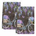 thumbnail image 2 of Purple Flowers Kitchen Towels Set of 2, Weeping Spring Floral Bicycle Wooden Farmhouse Absorbent Dish Towels for Kitchen, Microfiber Hand Towel, Quick Drying Tea Towel for Cleaning Dishcloths, 2 of 7