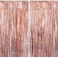 thumbnail image 1 of 2 unidades de cortina metálica de oro rosa de 1x2,5 m, cortinas con flecos de aluminio, telón de fondo para fotografía de fiesta, decoración de cumpleaños JM, 1 of 5