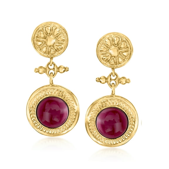 Ross-Simons Italian Garnet Floral Drop Earrings in 18kt Gold Over Sterling, Women's, Adult