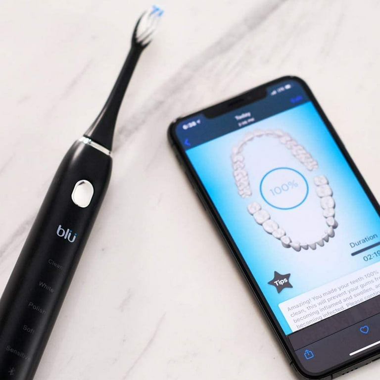 Blu Toothbrush,Smart Electric Sonic Power Toothbrush with App for Adults,  Live Tracking App in Black Onyx. - Walmart.com