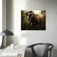 thumbnail image 3 of JRXY Jurassic Dinosaur Tyrannosaurus Rex Art Landscape Decorative Poster Canvas Pictures for Wall Panels for Bathroom Painting Prints for Bedroom  16x12in, 3 of 4