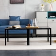 thumbnail image 2 of Coffee Table Set 2 pieces, Modern Minimalist Square Center Cocktail Table Set with Tempered Glass Finish, Industrial Metal Tea Table for Living Room Home Office, Black, 2 of 9