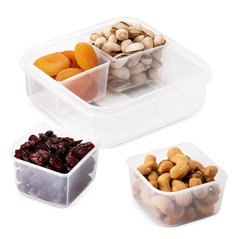 Komax Biokips Food Storage Lunch Container - Dividers With 4 Compartments  23oz. (set of 3) - Airtight, Leakproof With Locking Lids - BPA Free Plastic  - Microwave, Freezer and Dishwasher Safe 