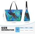 thumbnail image 4 of PISONIC Large Beach Travel Bag for Women, Blue Dragonfly Printed Waterproof Sandproof Tote Bag with Zipper for Beach Vacation Travel Gym, 4 of 6