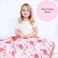 thumbnail image 6 of LollyBanks Baby Girl Ruffle Blanket, Organic Cotton Muslin Crib Quilt, 40 x 36 in, Pink Farm Print, 6 of 8