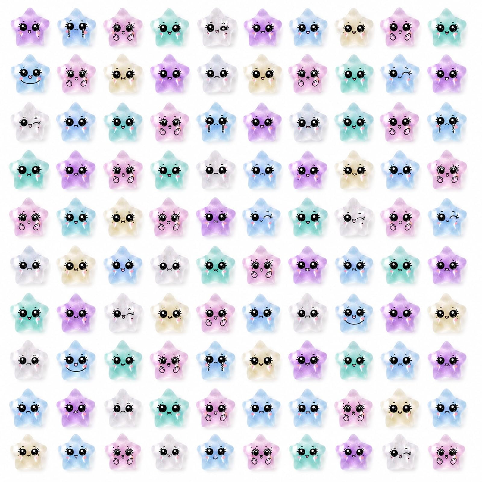 100 Pcs Mini Resin Expression Stars for Adult, Mini Trinkets, Figurines VT4