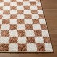 thumbnail image 3 of Hauteloom Chack Living Room, Bedroom Area Rug - Square Tile Checkered - Shaggy Plush Pile - Orange, White, Cream - 5'3" x 7', 3 of 6