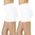 thumbnail image 1 of Womens & Plus Soft Cotton Stretch High Waist Sports Short Pants with Wide Waist Band (2PK: WHITE/WHITE, XL), 1 of 3