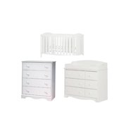 South Shore Cookie Changing Table | With Removable Safety Rim, 2 Drawers & Open Storage | Narrow Dresser For Nursery, Pure White