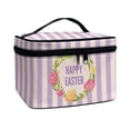 thumbnail image 2 of HELLHERO (8.86"x6.5"x5.9") Travel Makeup Bag with Brush Compartment Durable Polyester Travel Make Up Organizer Top-Handle Cosmetic Bag Easter Egg Wreath, 2 of 5