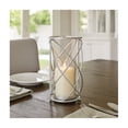 thumbnail image 4 of Sculptural Metal Hurricane Candle Holder for Table Centerpiece - Decorative Pillar Candlestick Holder for Home Decor Accents - Elegant Candle Stand for Entryway or Any Occasion - 13", Silver, 4 of 16