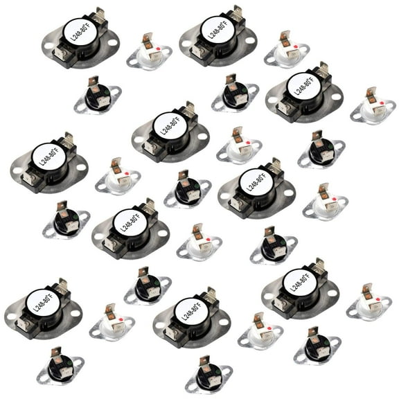 HQRP 10-Pack Dryer Thermostat & Thermal Fuse Kit Replacement works with Whirlpool Maytag Admiral Amana LA1053