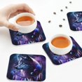 thumbnail image 4 of Drink Coasters, Feathered Wolf -PVC Leather Coasters Sets of 4 for Tabletop Protection - Bar Accessories, Coasters for Drinks Cup Aesthetic Coasters Home Office Decor Square, 4 of 5
