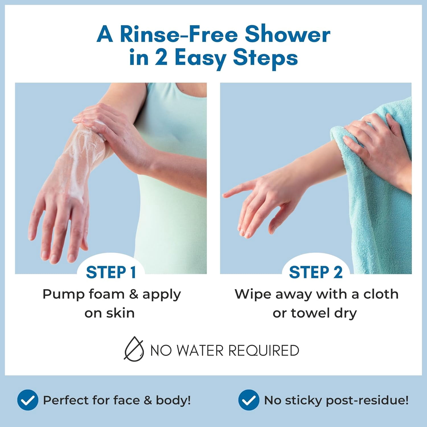Nurture Rinse Free Body Wash for Elderly, Camping & Hospital Care, Waterless Shower & Bath Wash with Aloe for Sensitive Skin, 3 Pack