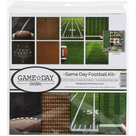 UPC: 0810040170324 | Reminisce Game Day Football Scrapbook Collection Kit Paper Crafts  Multi Color Palette  12×12 inches