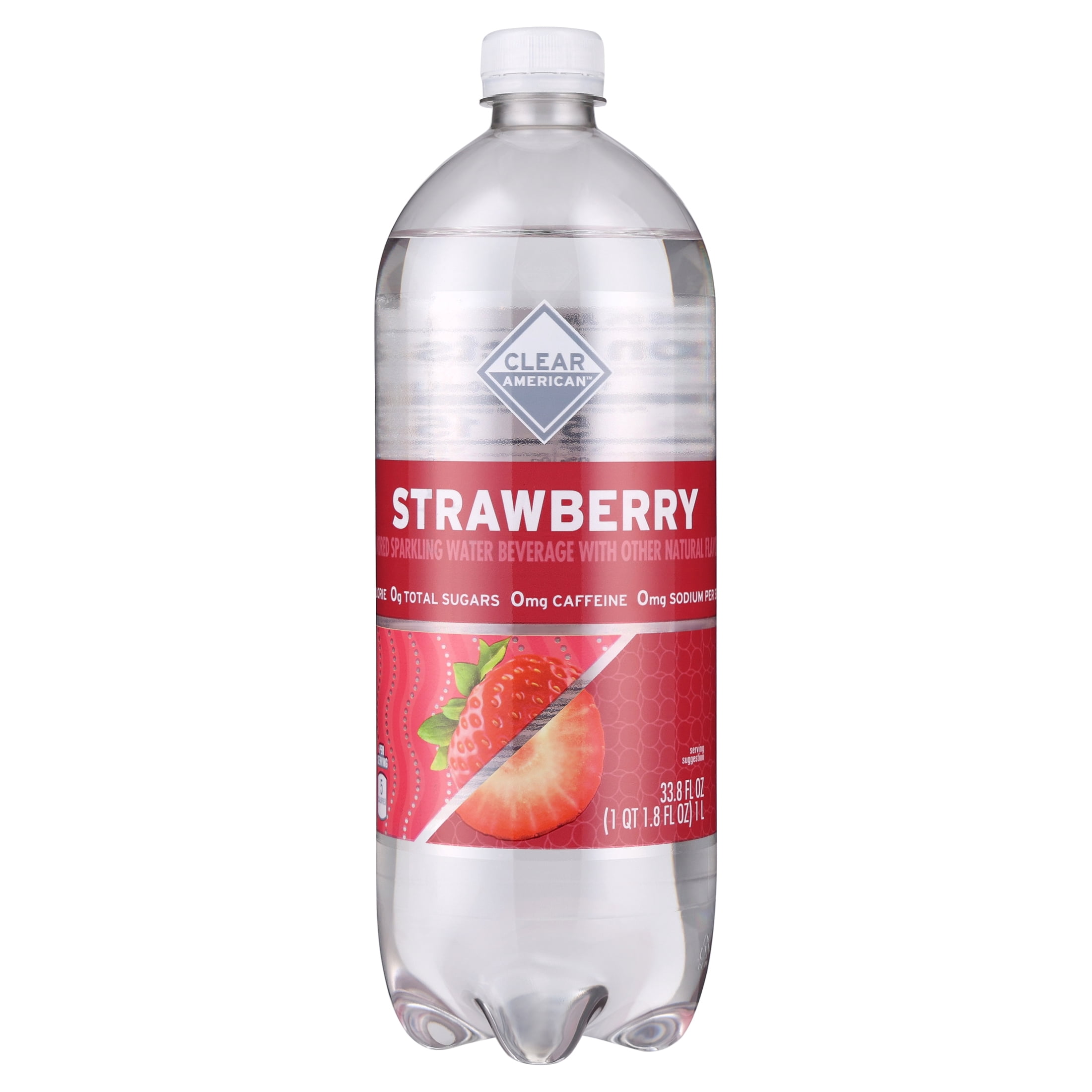 (12 pack) Clear American Strawberry Flavored Sparkling Water, 33.8 fl oz Bottle