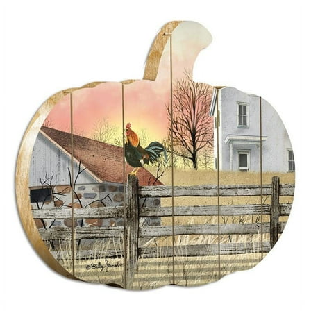 Early Riser By Billy Jacobs Printed on Wooden Pumpkin Wall Art Orange