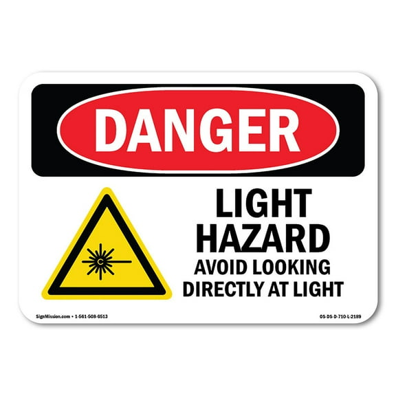 OSHA Danger Sign - UV Light Hazard Avoid Looking | Decal | Protect Your Business, Construction Site, Warehouse & Shop Area |  Made in The USA