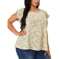 thumbnail image 1 of Women's Plus Size Blouse Daisy Floral Ruffle Sleeve Basic Top Pink 4X, 1 of 7