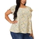 thumbnail image 1 of Women's Plus Size Blouse Daisy Floral Ruffle Sleeve Basic Top Pink 1X, 1 of 7