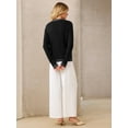 thumbnail image 5 of DARING DIVA Women's Contrast Trim Knit Ribbed Cardigan Sweater S Black, 5 of 7