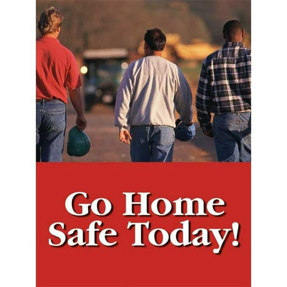 Safety Poster, Go Home Safe Today!, 22 in H x, 17 in W, Plastic