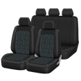 thumbnail image 2 of Auto Drive 3D Quliting Leather Car Seat Cover Full Set Black/Teal, 2 of 5