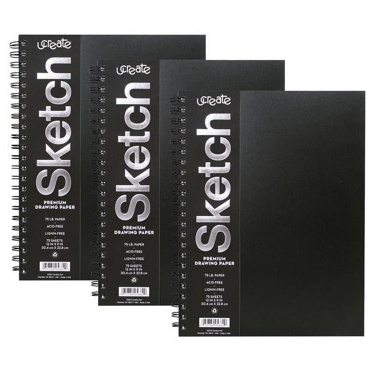 Poly Cover Sketch Book Heavyweight 12 x 9 75 Sheets Pack of 3