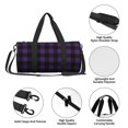 thumbnail image 6 of Xecao Purple Black Plaid print Round Travel Duffel Bag is a foldable gym bag with an inner pocket, perfect for travel sports, 6 of 8