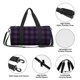 thumbnail image 4 of Fotbe Purple Black Plaid Bolsa Deportiva de Lona Plegable con Estampado, Bolsa de Gimnasio con Bolsillo Seco/Húmedo, Bolsa de Viaje Ultraligera de Gran Capacidad, 4 of 6
