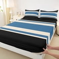 thumbnail image 3 of jejeloiu Geometric Stripes Lines Twin Sheet Sets,Abstract Geometric Art Twin Fitted Sheet,Black Blue Flat Sheet For Adults,Breathable Home Decor,3-Piece, 3 of 7