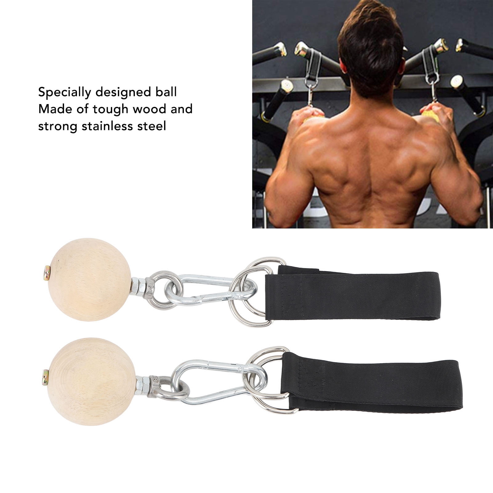 Nieyigj 2PCS Wood Pull Up Ball Climbing Holds with Stainless Steel Hooks Power Training Hand Grips 10.7oz Exercise Equipment for Health and Fitness Rock Climbing Bouldering