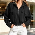 thumbnail image 2 of yillto Womens Full Zip up Hoodies Cropped Loose Sweatshirts Long Sleeve Fashion Cargo Coats with Pockets, 2 of 7