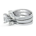 thumbnail image 3 of BERRICLE Sterling Silver Solitaire 5-Stone Wishbone Engagement Rings Statement Stackable Band for Women, 2 Carat Round Cut Cubic Zirconia CZ Ring Set Size 5, 3 of 19
