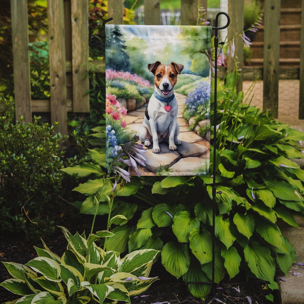 Jack Russell Terrier Spring Path Garden Flag 11.25 in x 15.5 in