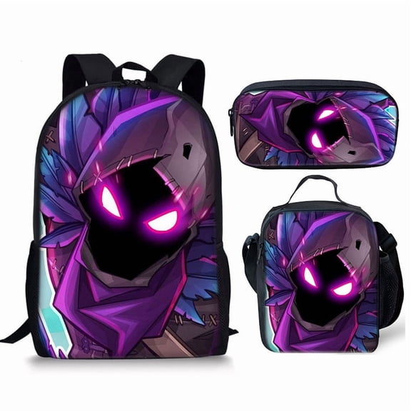 Fortnite Cute 3D Cartoon Theme Waterproof Backpack, Lightweight Travel Backpack Three-piece Set