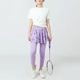 thumbnail image 2 of FAOWME Girls Yoga Leggings Kids Flowy Skorts Tight Yoga Pants 2 In 1 Running Tennis Skirt Pants Purple 12-13 Years, 2 of 5