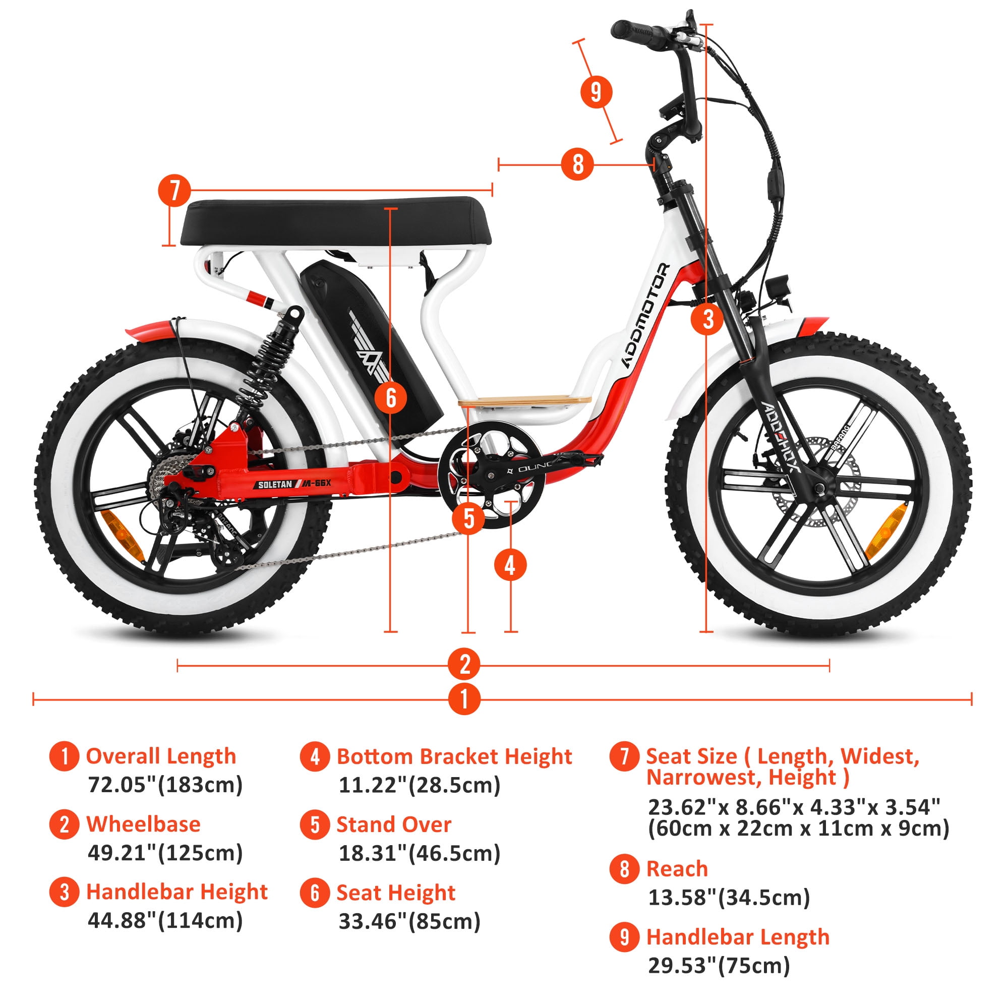 Addmotor Moped-Style Electric Bike, 750W Electric Bicycle with 20Ah Removable Battery, Fat Tire Step Through City Cruiser Ebike for Adults, M-66X Black