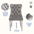 thumbnail image 6 of 63" Modern Rectangle Faux Marble Dining Table Room Sets for 6,Dining Table with 6 Velvet Dining Chairs,Gray Table and 6 Gray Chairs with Silver Leg, 6 of 7