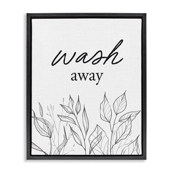 Minimalist Leaves Wash Away Black Framed Floater Canvas Wall Art, design by Lettered and Lined