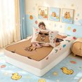 thumbnail image 4 of Manfei Cartoon Boba Capybara Twin Fitted Sheet, Cute Rainbow Floral Bedding, Bisque, 2-Piece, 1 Fitted Sheet and 1 Pillowcase, 4 of 6