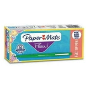 Paper Mate Point Guard Flair Felt Tip Porous Point Pen, Stick, Medium 0.7 mm, Green Ink, Green Barrel, Dozen (8440152)